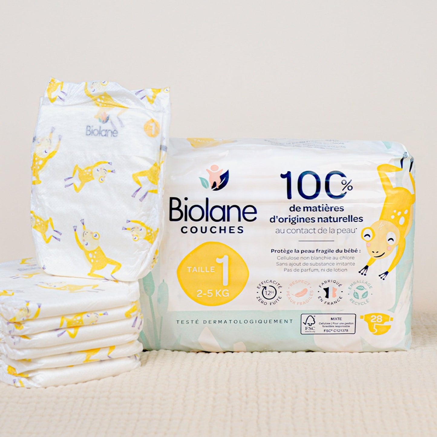 Couches Bébé Taille 1 2-5kg Naturelles BIOLANE