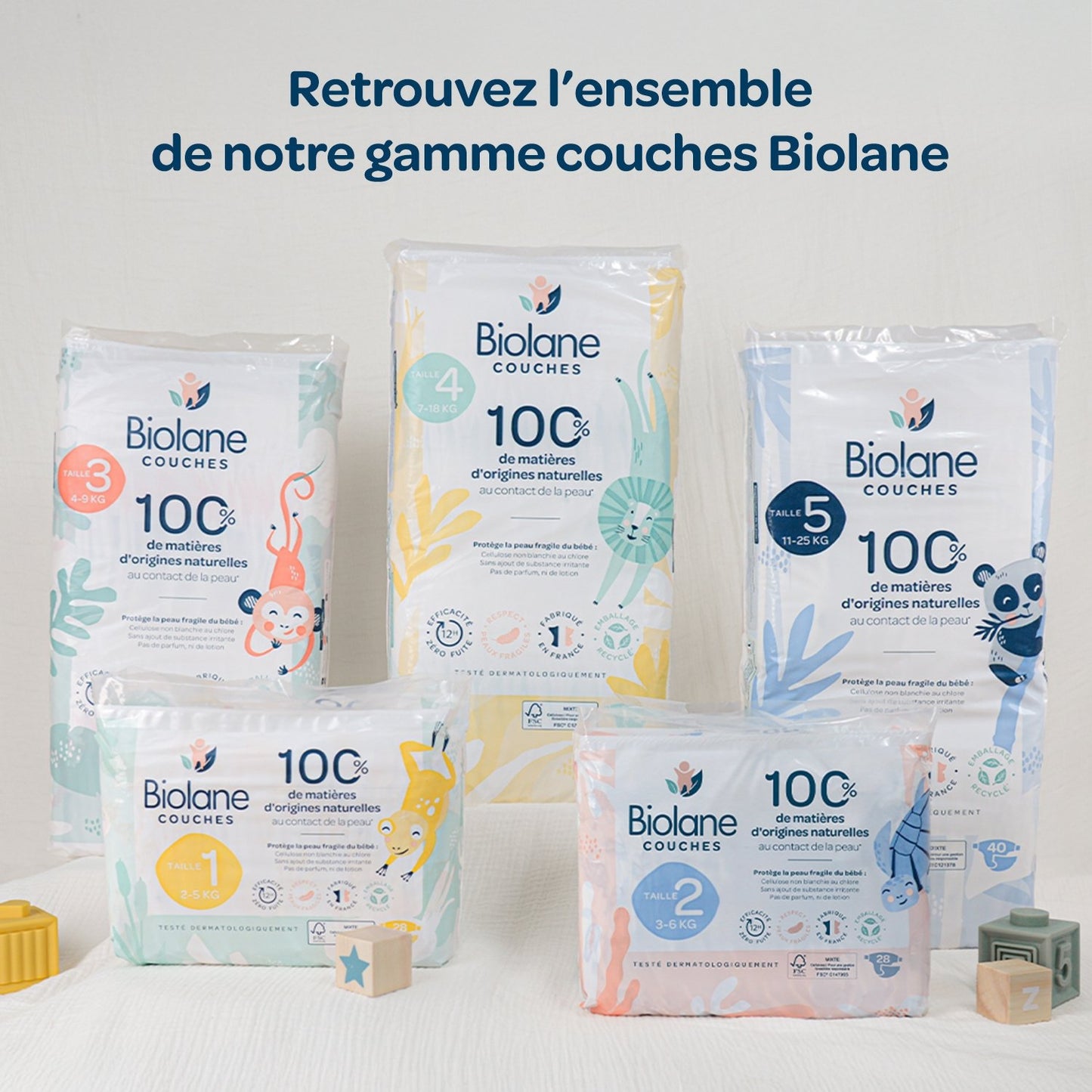 Couches Bébé Taille 1 2-5kg Naturelles BIOLANE