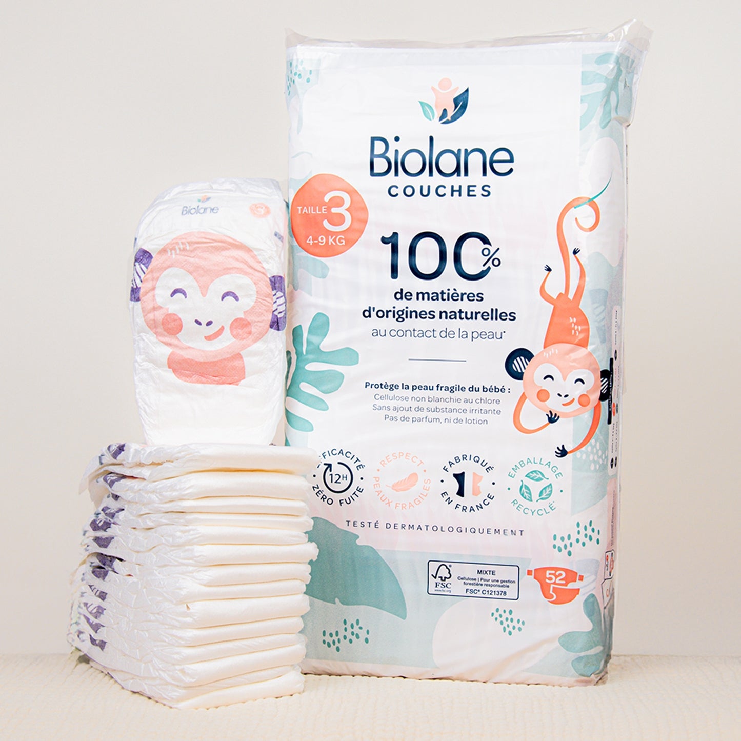 Baby Diapers Size 3 4-9kg Natural BIOLANE