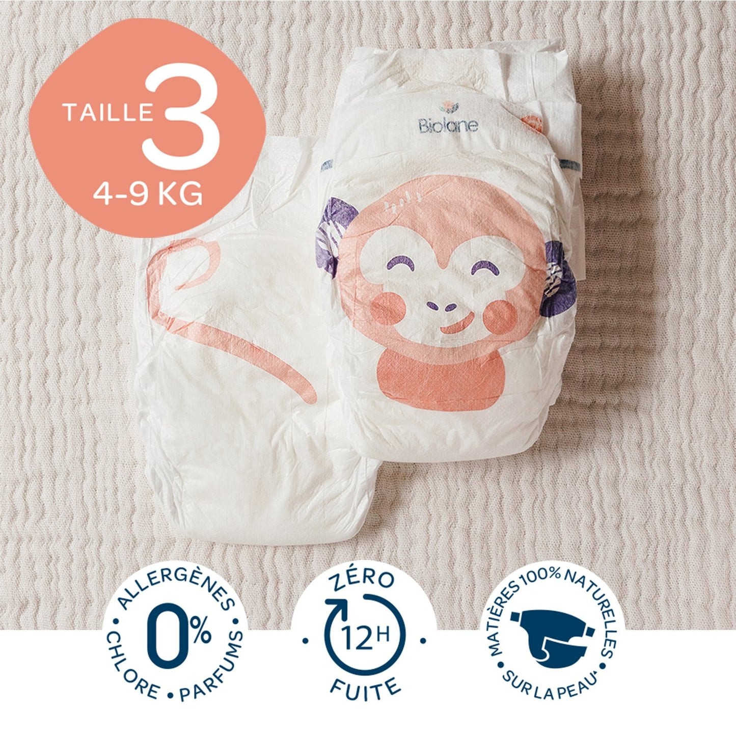 Baby Diapers Size 3 4-9kg Natural BIOLANE