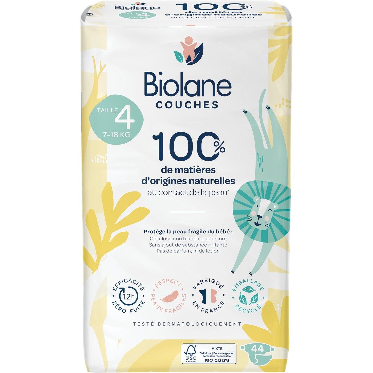 Baby Diapers Size 4 7-18kg Natural BIOLANE