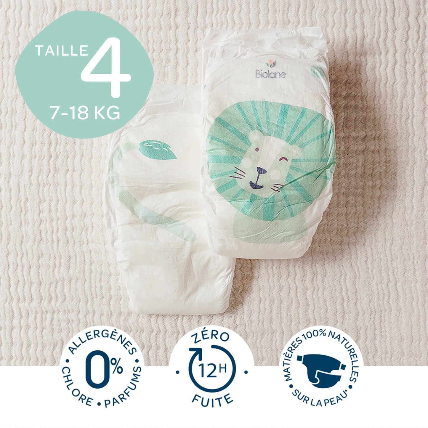 Baby Diapers Size 4 7-18kg Natural BIOLANE