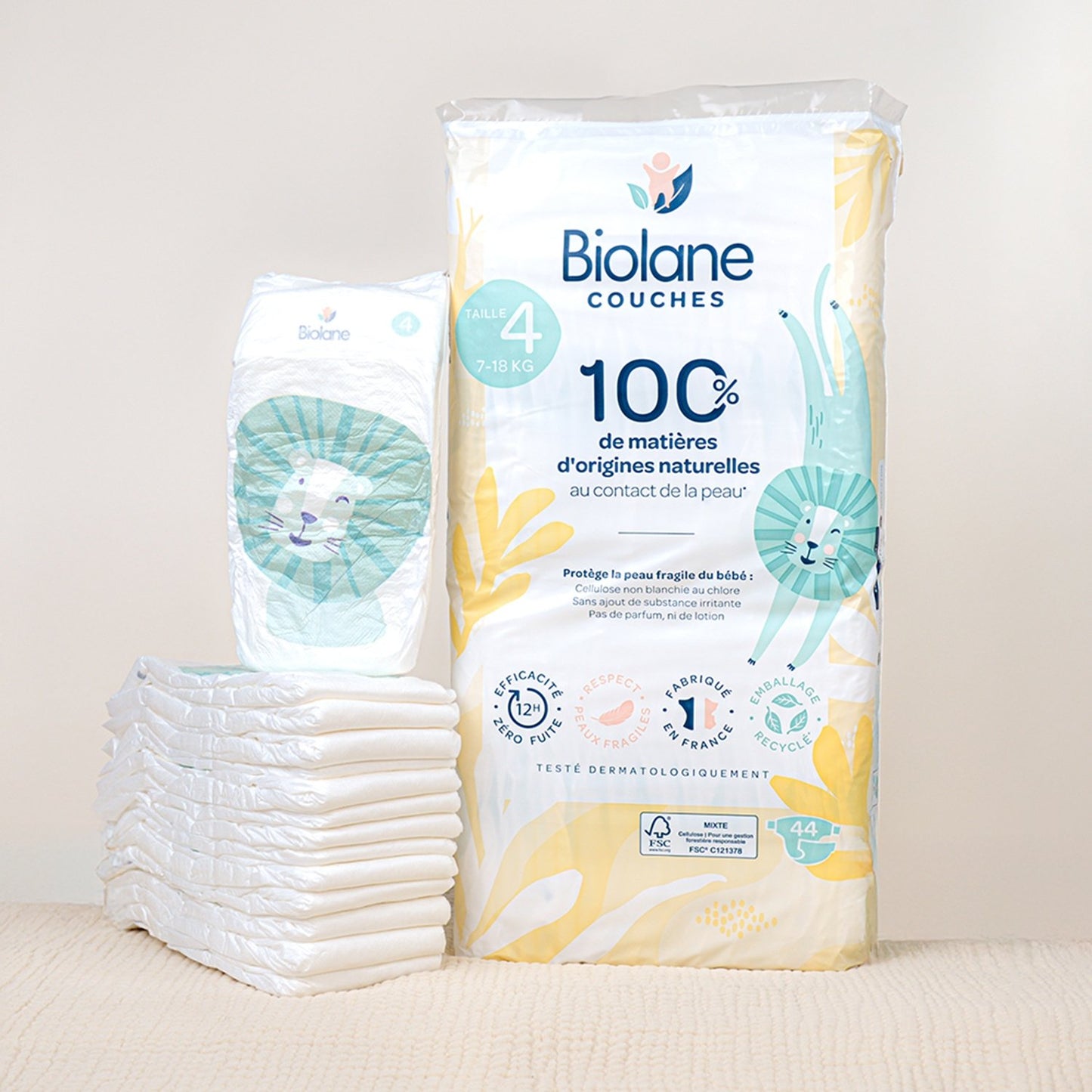Baby Diapers Size 4 7-18kg Natural BIOLANE