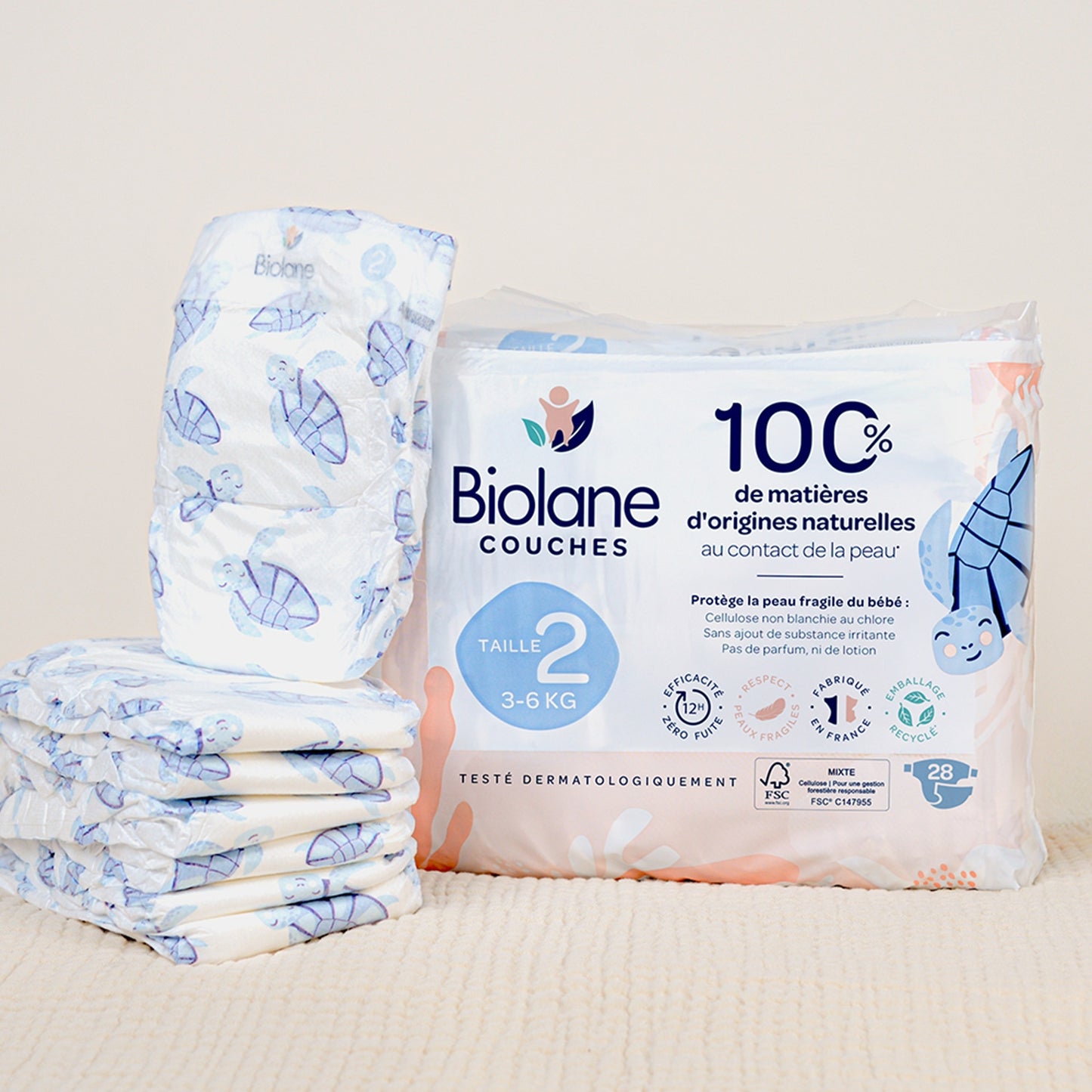 Baby Diapers Size 2 3-6kg Natural BIOLANE