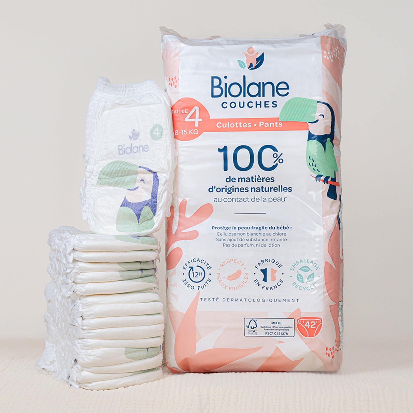 BIOLANE Natural Diapers Size 4 8-15kg