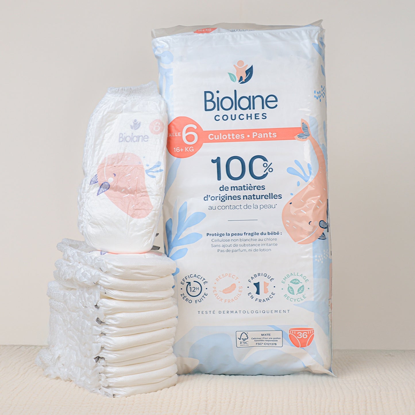 BIOLANE Natural Diapers Size 6 16kg+