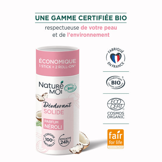 Déodorant Solide Néroli Bio Huile de Coco & Beurre de Karité Bio NATURÉ MOI