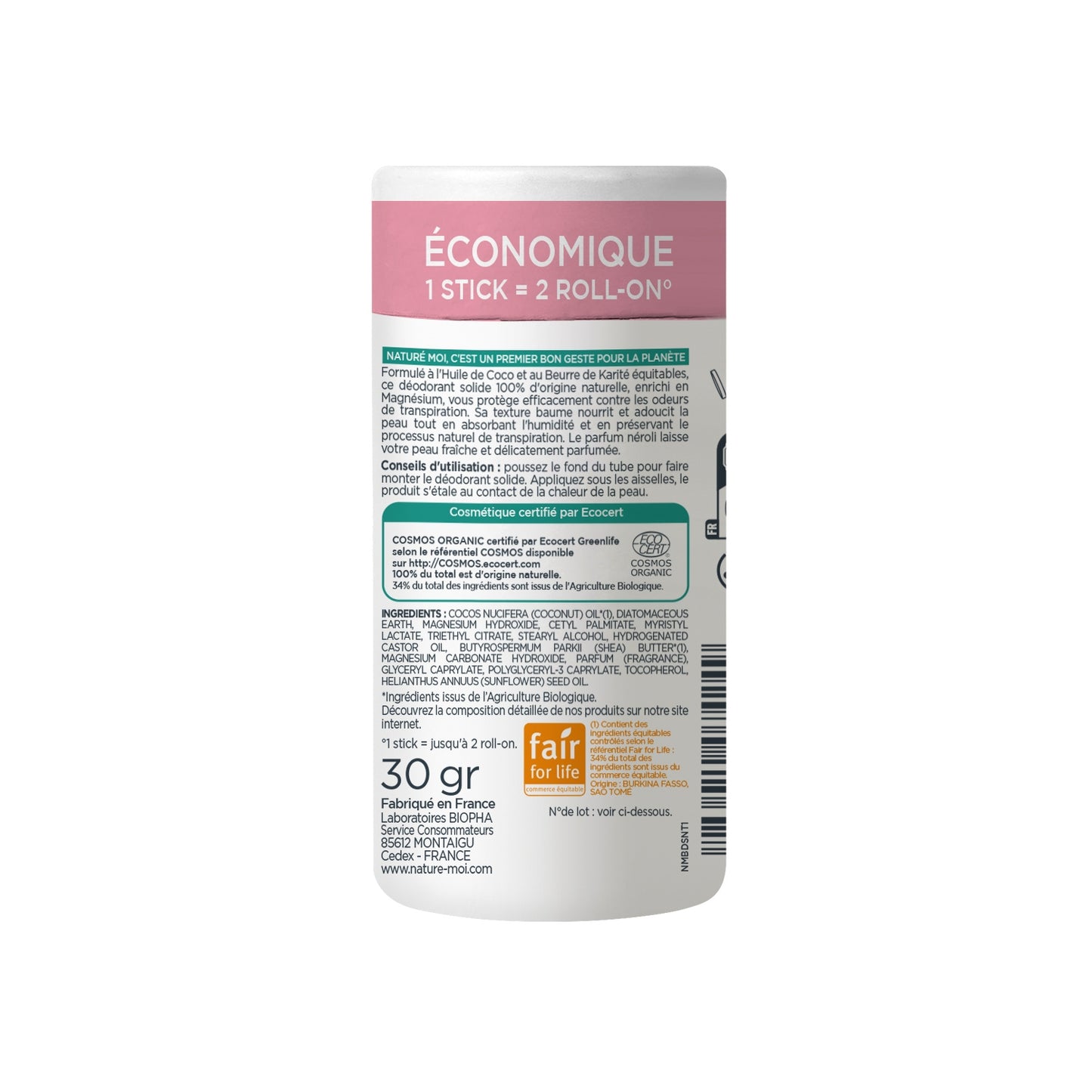 Organic Neroli Solid Deodorant with Coconut Oil & Organic Shea Butter NATURÉ MOI