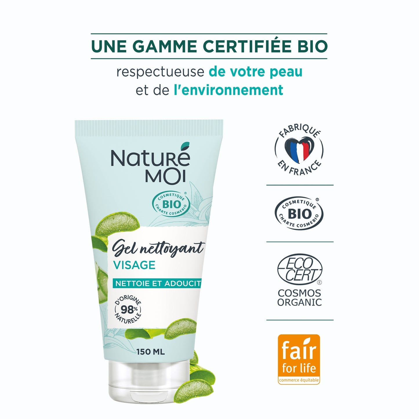Fresh Facial Cleansing Gel Cleanses & Softens Organic Aloe Vera NATURÉ MOI