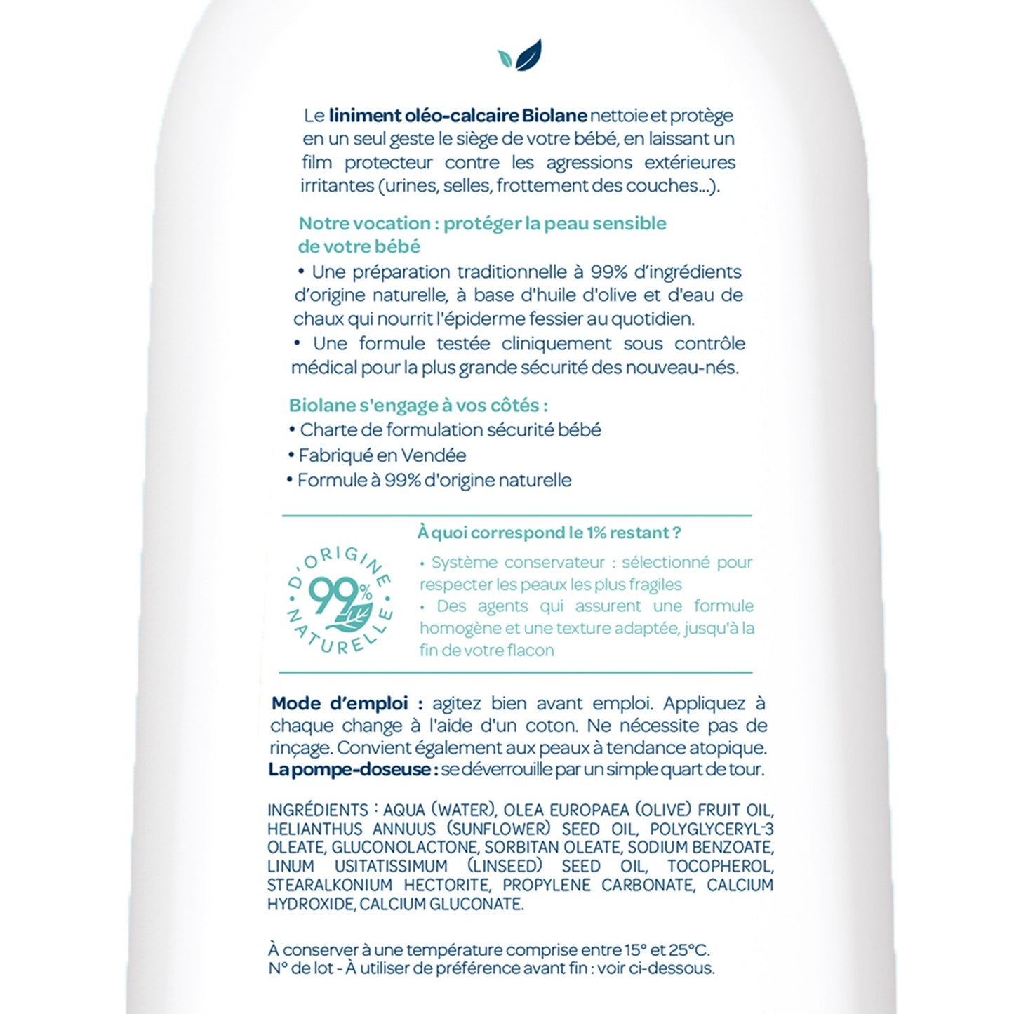 Liniment Bébé A l'Huile d'Olive Oléo-Calcaire BIOLANE