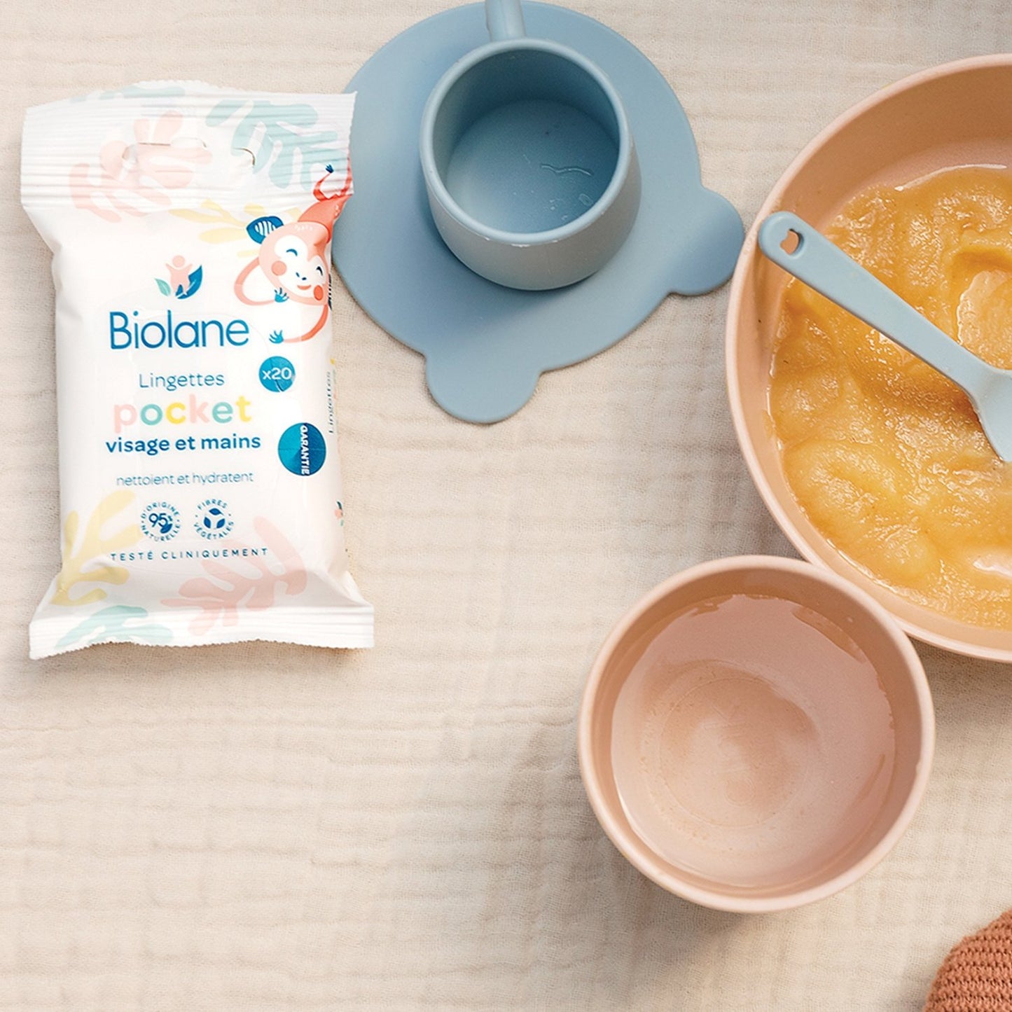 Lingettes Bébé Nettoyantes Visage et Mains Ph Physiologique BIOLANE