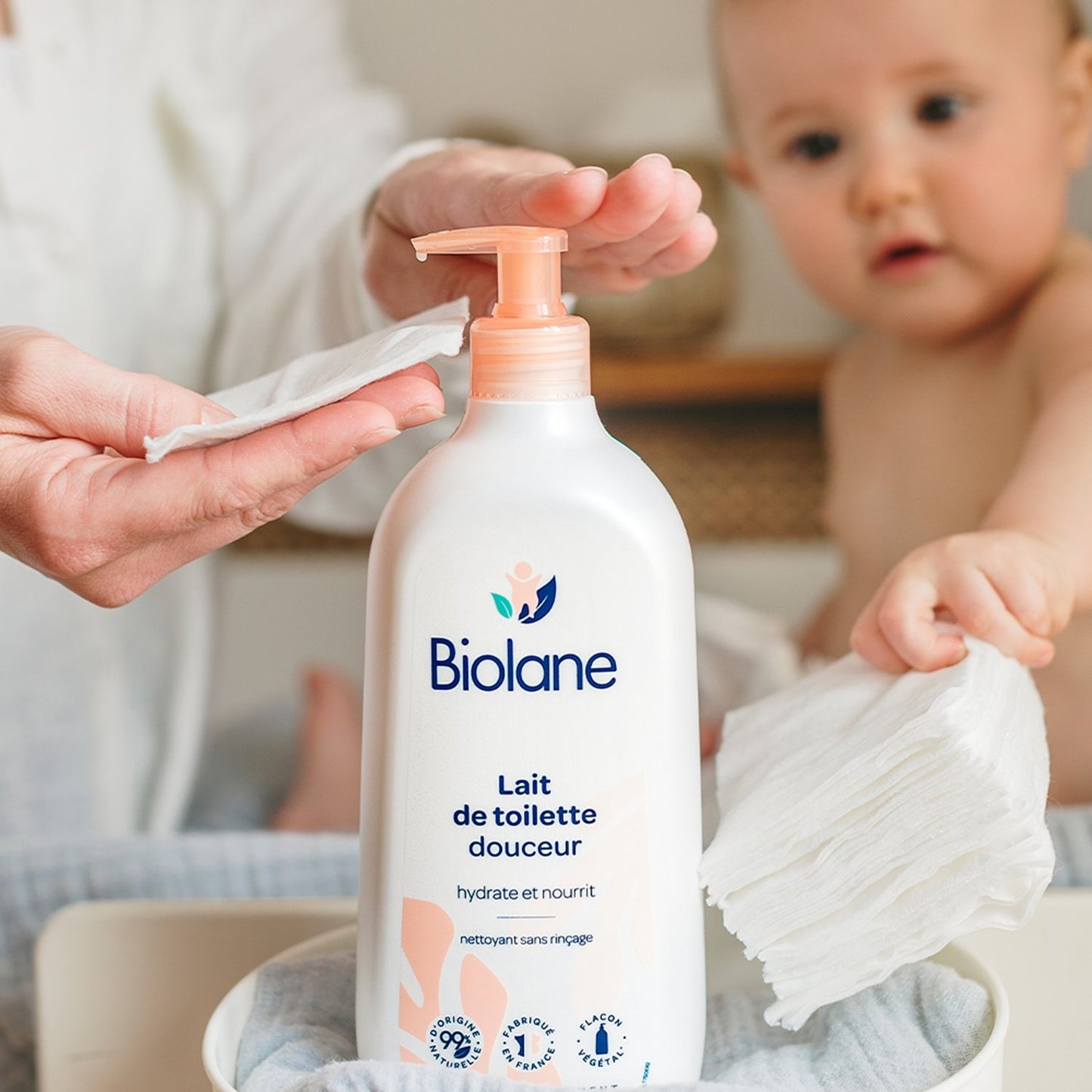 BIOLANE Hypoallergenic Softness Cotton Square Pads