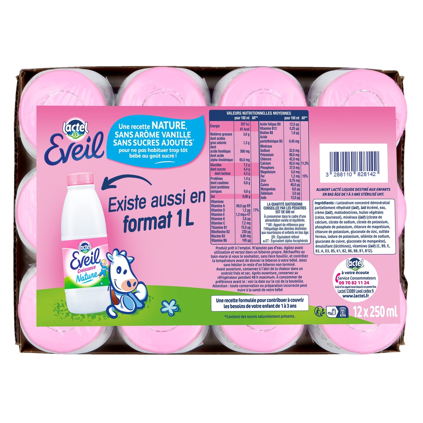 Liquid Baby Milk from 12 Months to 36 Months LACTEL EVEIL