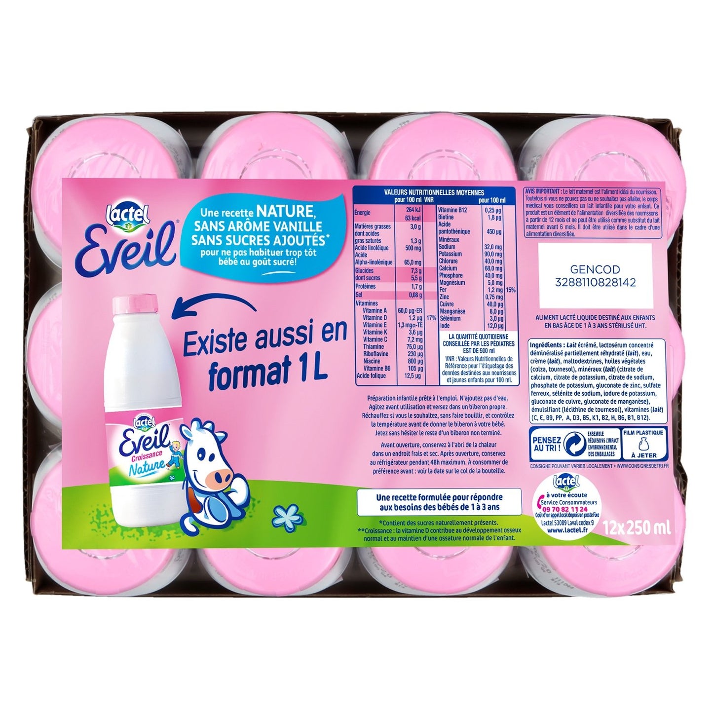 Liquid Baby Milk from 12 Months to 36 Months LACTEL EVEIL