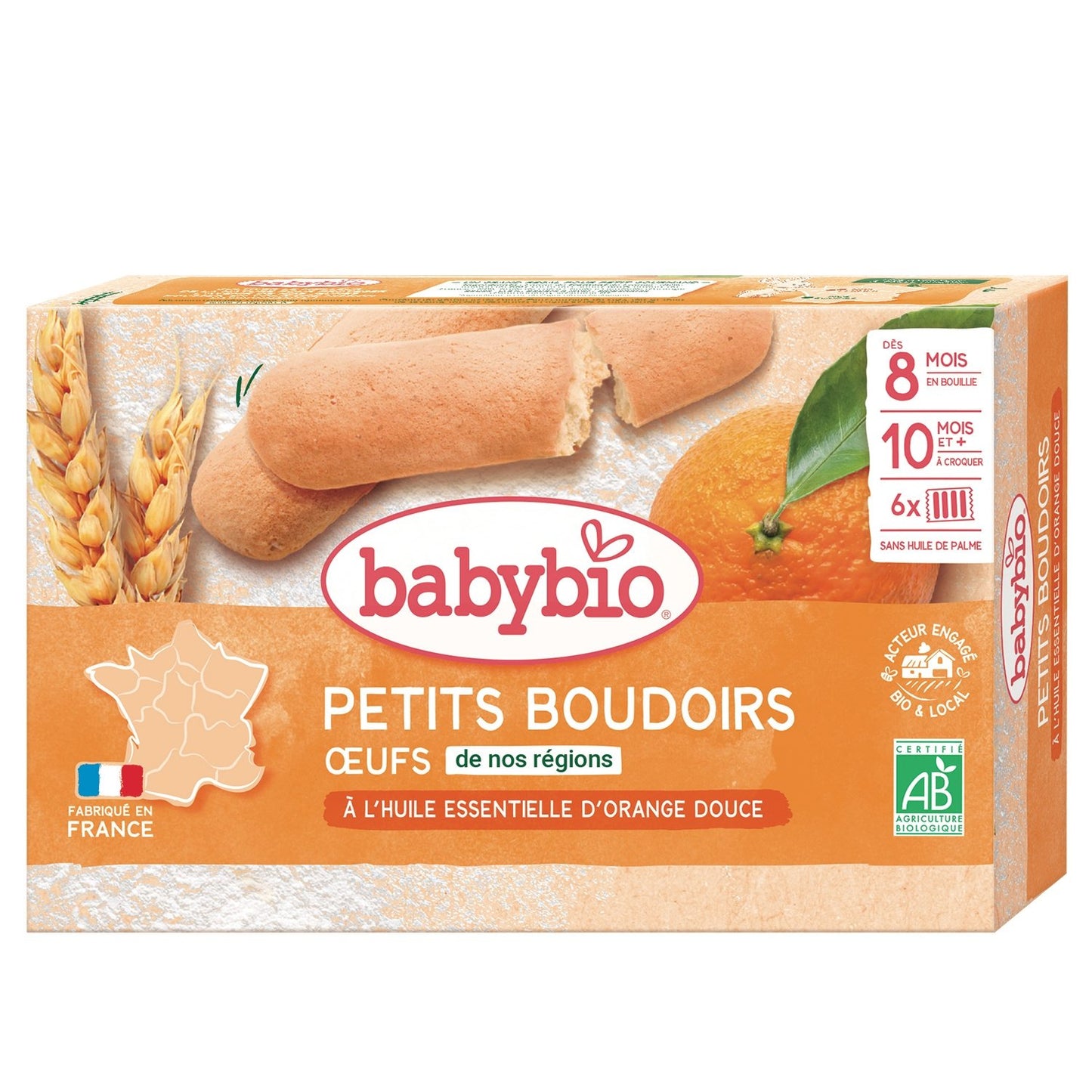Biscuits Bébé Dès 8 Mois Saveur Orange Boudoirs Babybio BABYBIO le paquet de 24 - 120 g