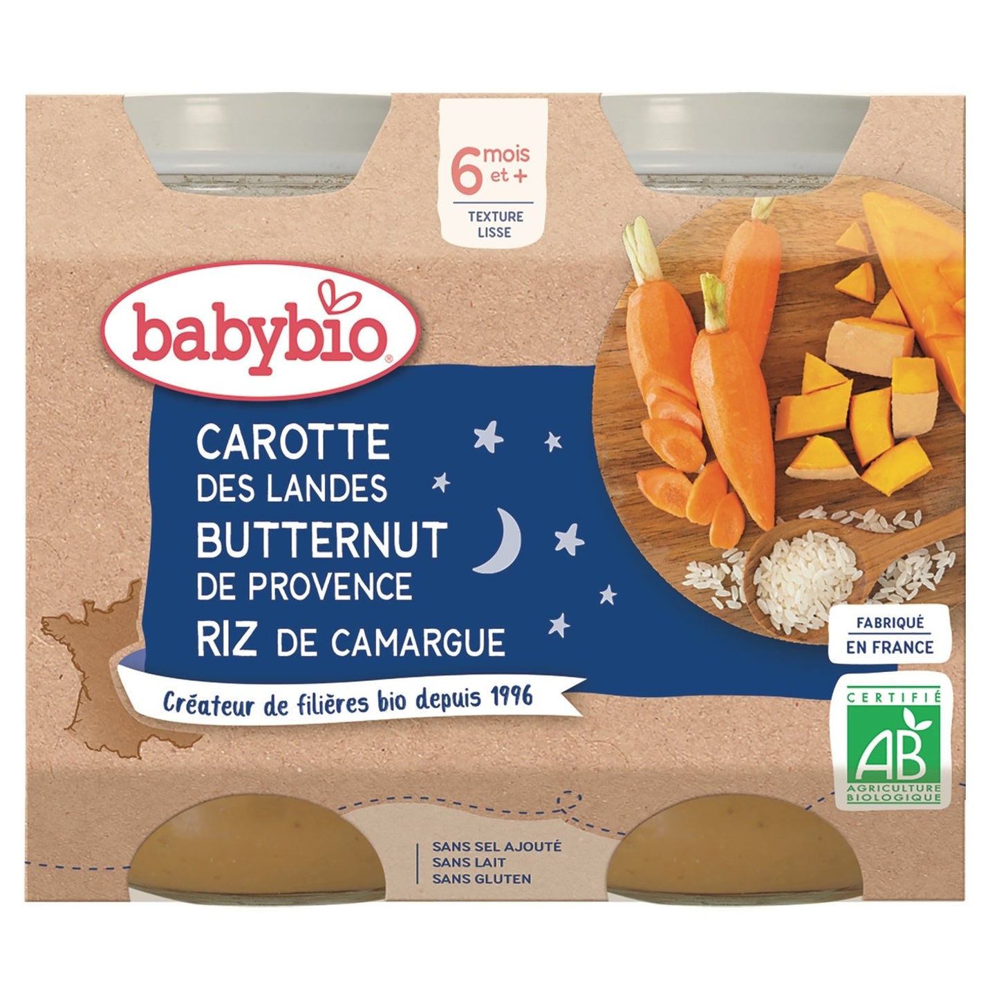 Baby Evening Meal From 6 Months Carrot Pumpkin Organic Rice BABYBIO