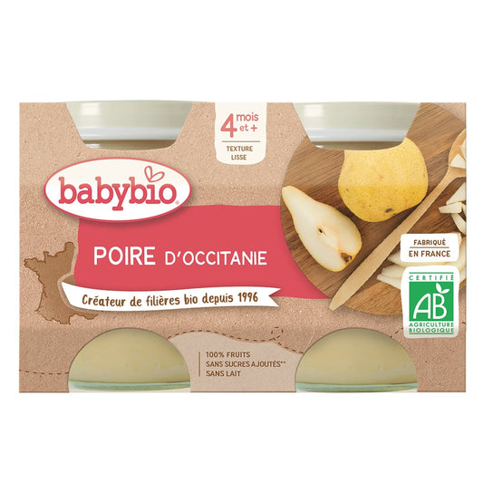 Compotes Bébé Dès 4 Mois Poire de Provence Sans Sucres Ajoutés Bio BABYBIO