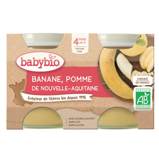 Compotes Bébé Dès 4 Mois Pomme Banane Sans Sucres Ajoutés Bio BABYBIO