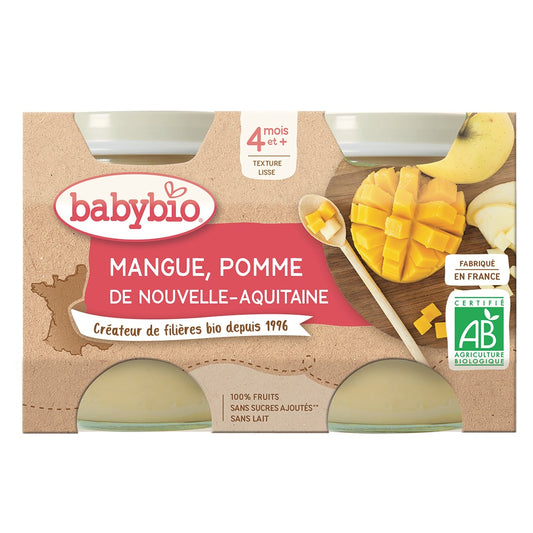 Compotes Bébé Dès 4 Mois Pomme Mangue Sans Sucres Ajoutés Bio BABYBIO