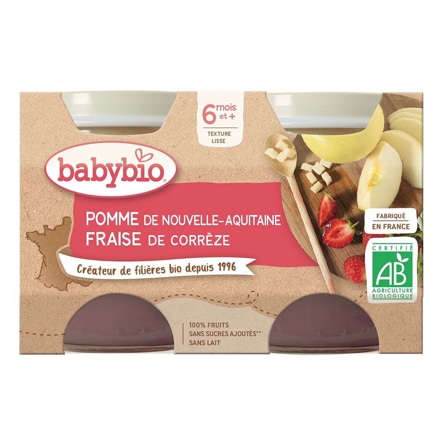 Composta per Bebè dai 6 Mesi Mela e Fragola Senza Zuccheri Aggiunti Biologiche BABYBIO