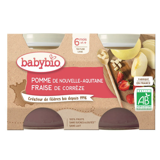 Compotes Bébé Dès 6 Mois Pomme Fraise Sans Sucres Ajoutés Bio BABYBIO