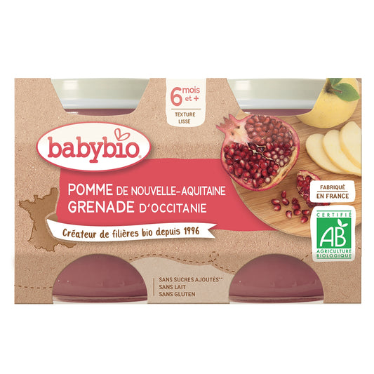 Compotes Bébé Dès 6 Mois Pomme Grenade Sans Sucres Ajoutés Bio BABYBIO
