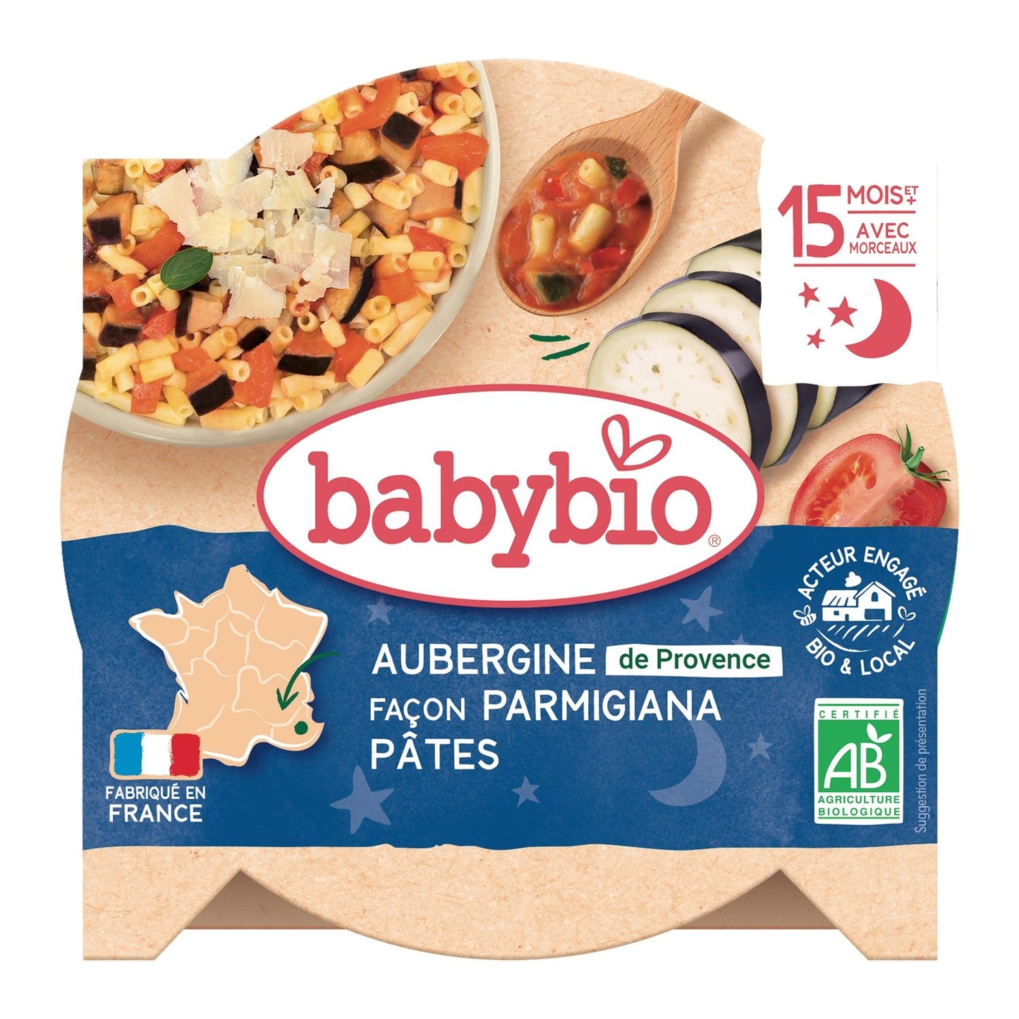 Baby Dish From 15 Months, Aubergine Pasta BABYBIO