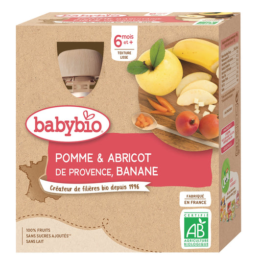 Compotes Bébé Dès 6 Mois, Pomme Abricot Banane BABYBIO