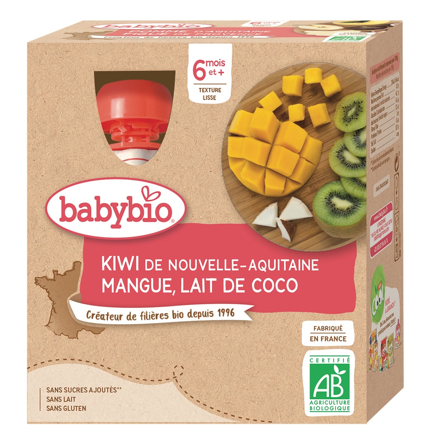 Baby Drinkable Dessert From 6 Months Kiwi Mango Coconut Milk No Added Sugar Organic BABYBIO