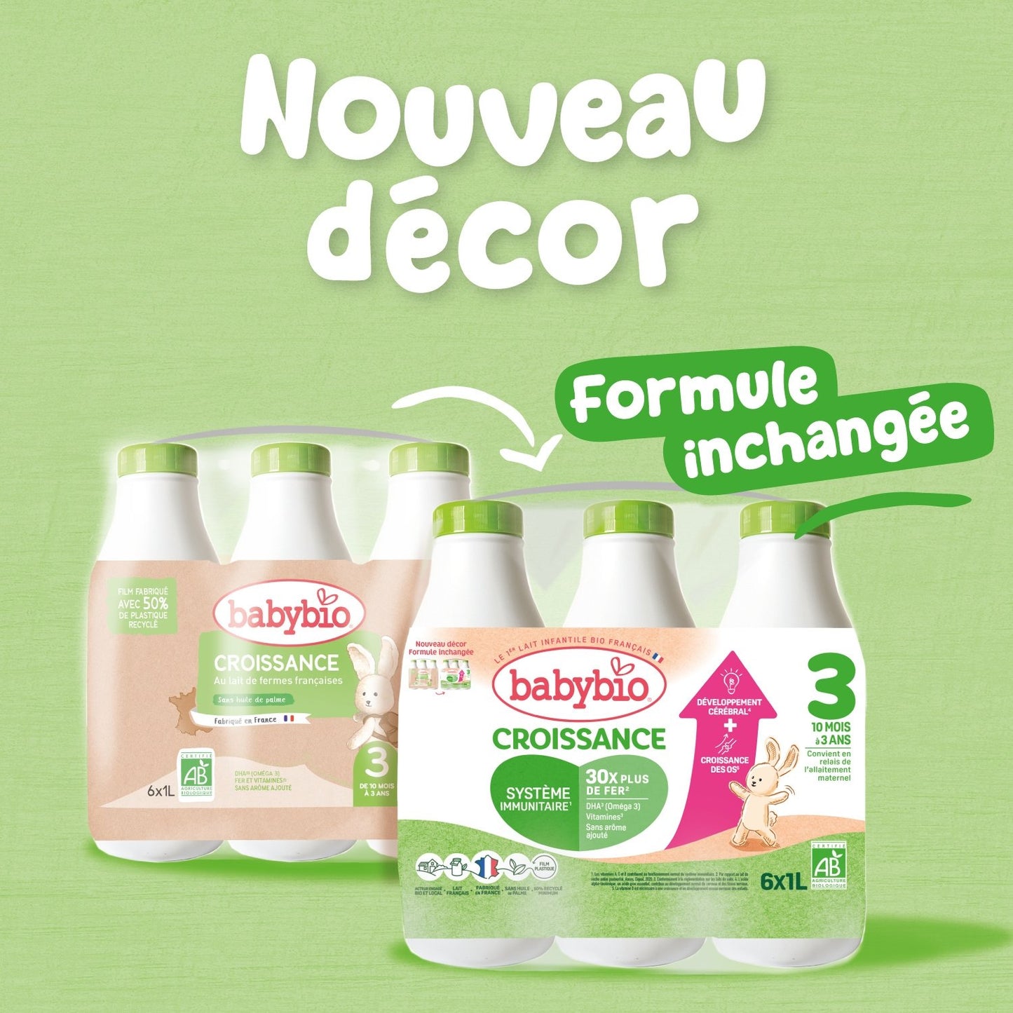 Lait Bébé Liquide 3ème Âge Dès 12 Mois Bio Babybio BABYBIO le lot de 6 bouteilles de 1L