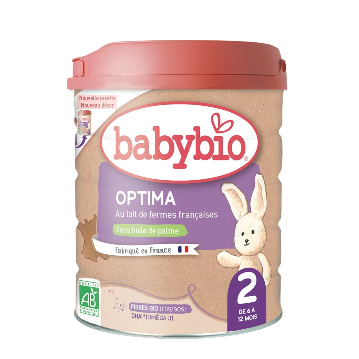Lait Bébé en Poudre 2ème Âge Dès 6 Mois Optima BABYBIO la boite de 800g