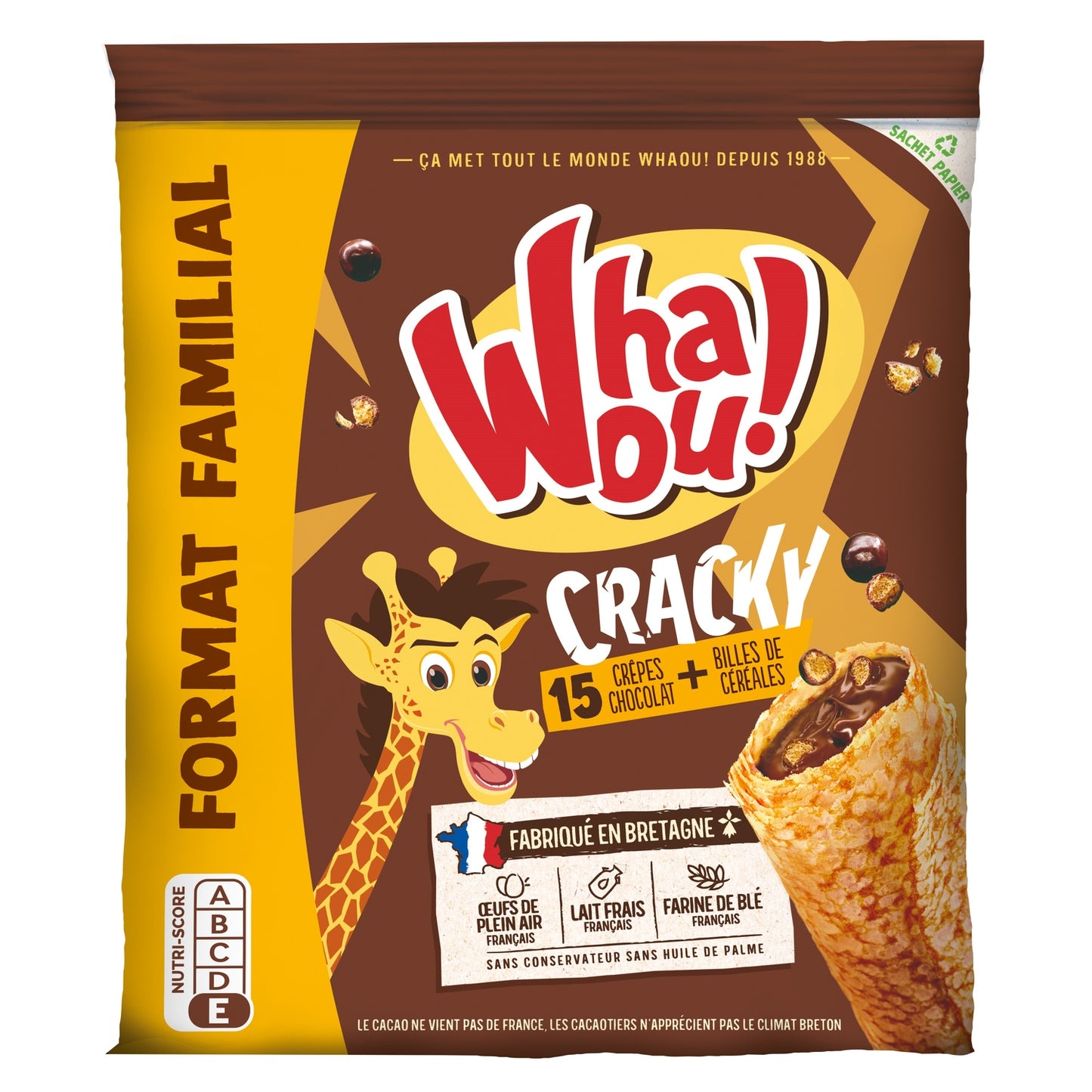 Crêpes Chocolat/céréales WHAOU! les 15 crêpes de 32 g