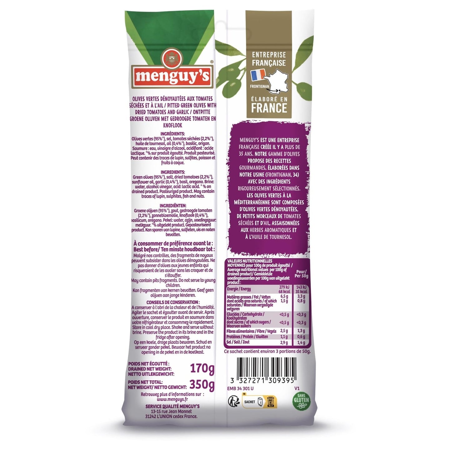 Olives Vertes à la Méditerranéenne MENGUY'S