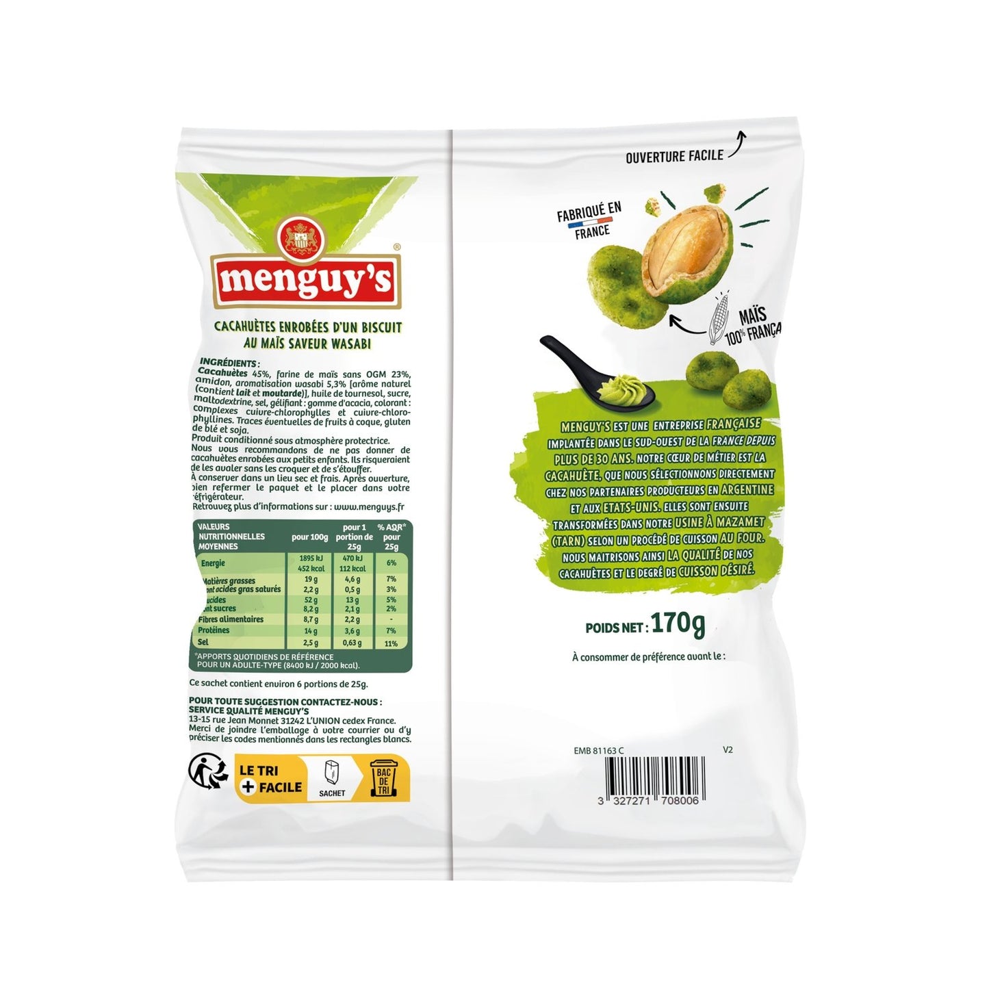 Cacahuètes Enrobées Croustillantes Wasabi MENGUY'S