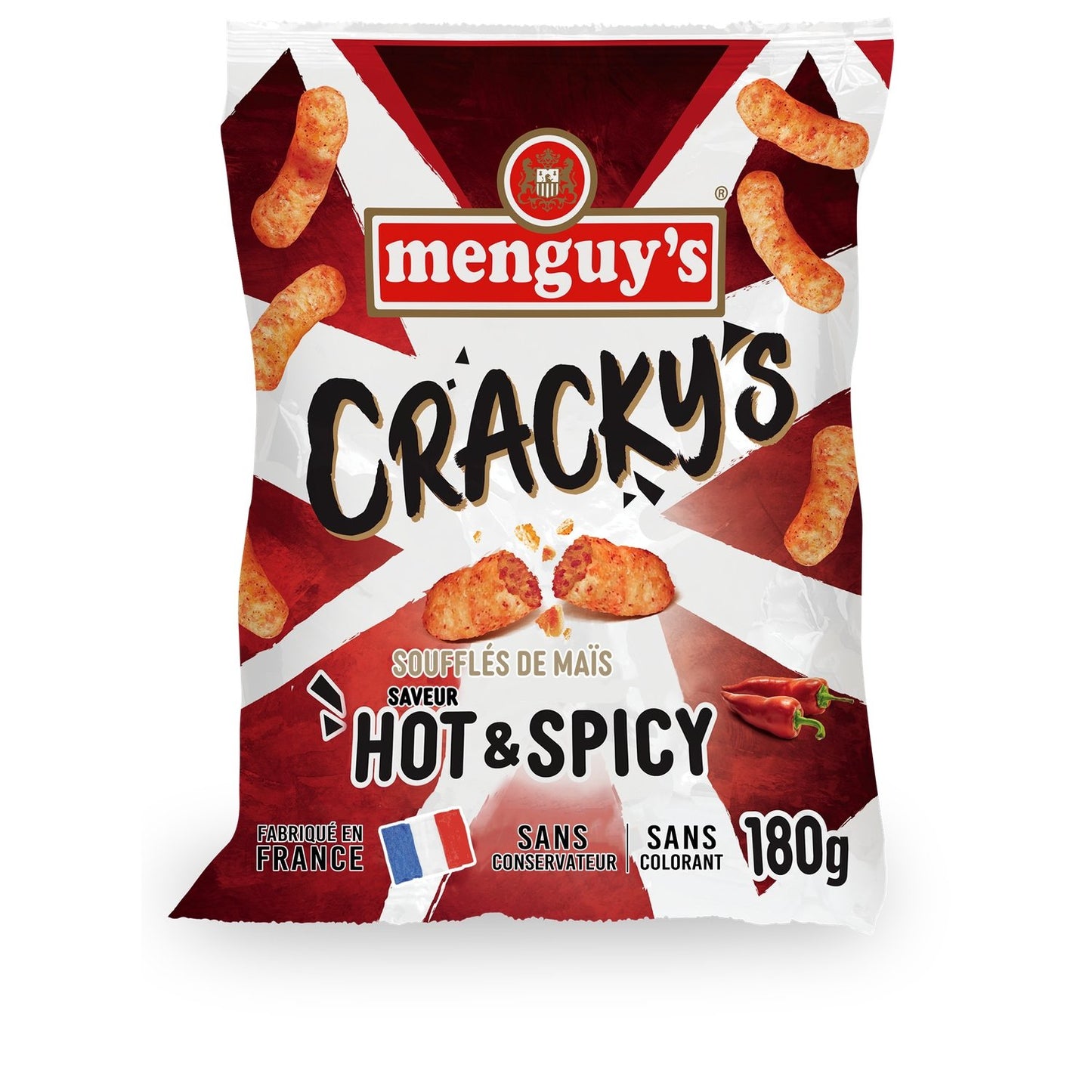 Biscuits Apéritifs Cracky's Hot And Spicy MENGUY'S le sachet de 180g