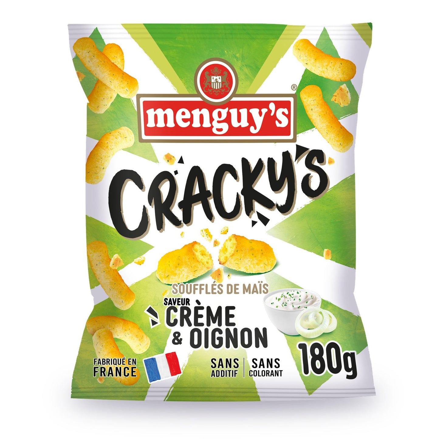 Biscuits Apéritifs Cracky's Soufflé de Mais Crème Oignon MENGUY'S le sachet de 180g
