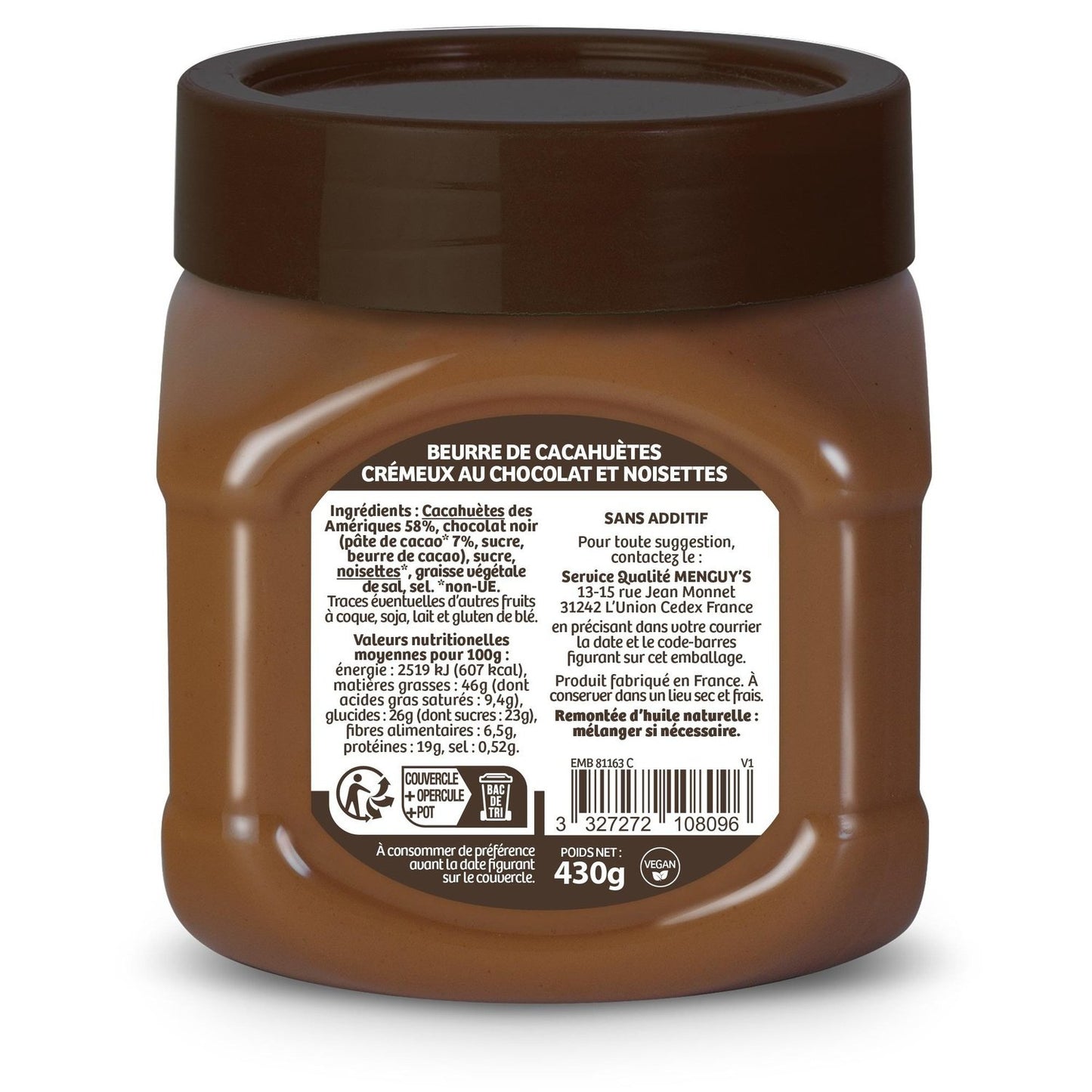 Beurre de Cacahuètes Peanut Chocolat MENGUY'S