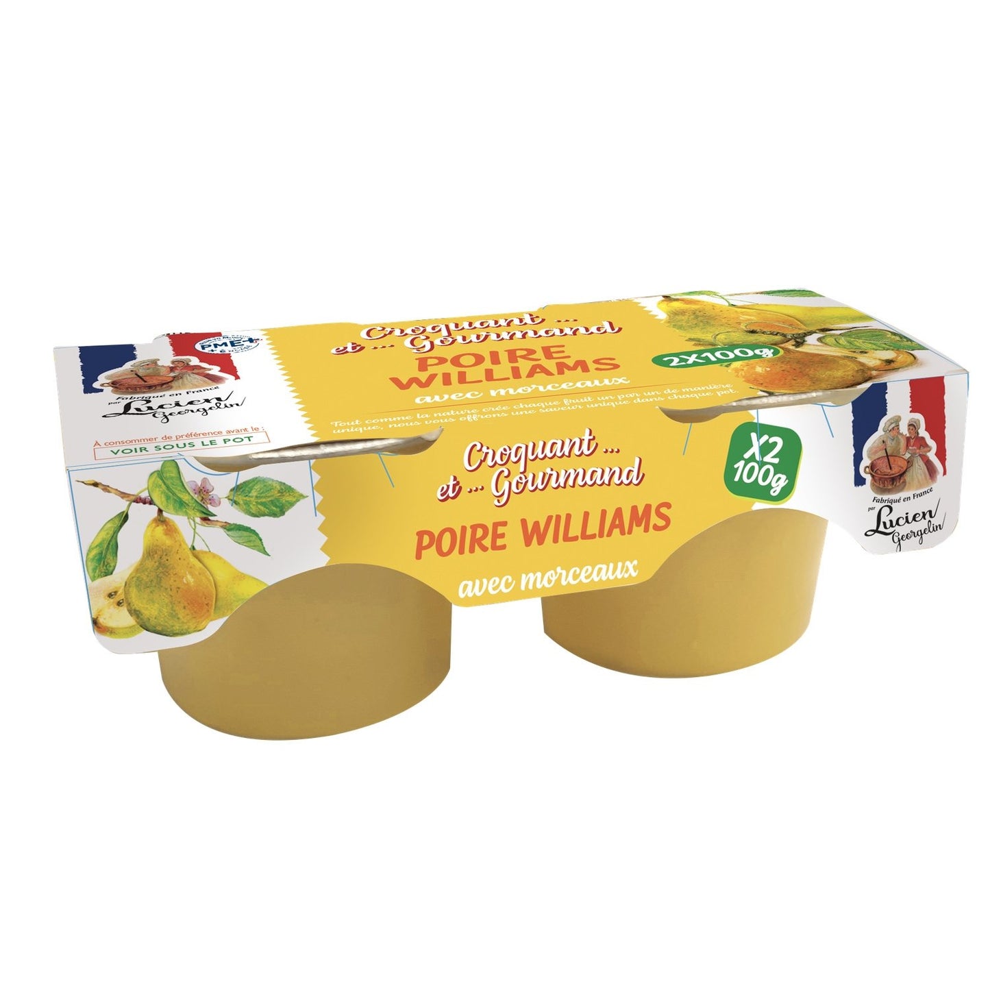 Dessert Compotes de Poire LUCIEN GEORGELIN les 2 pots de 100g