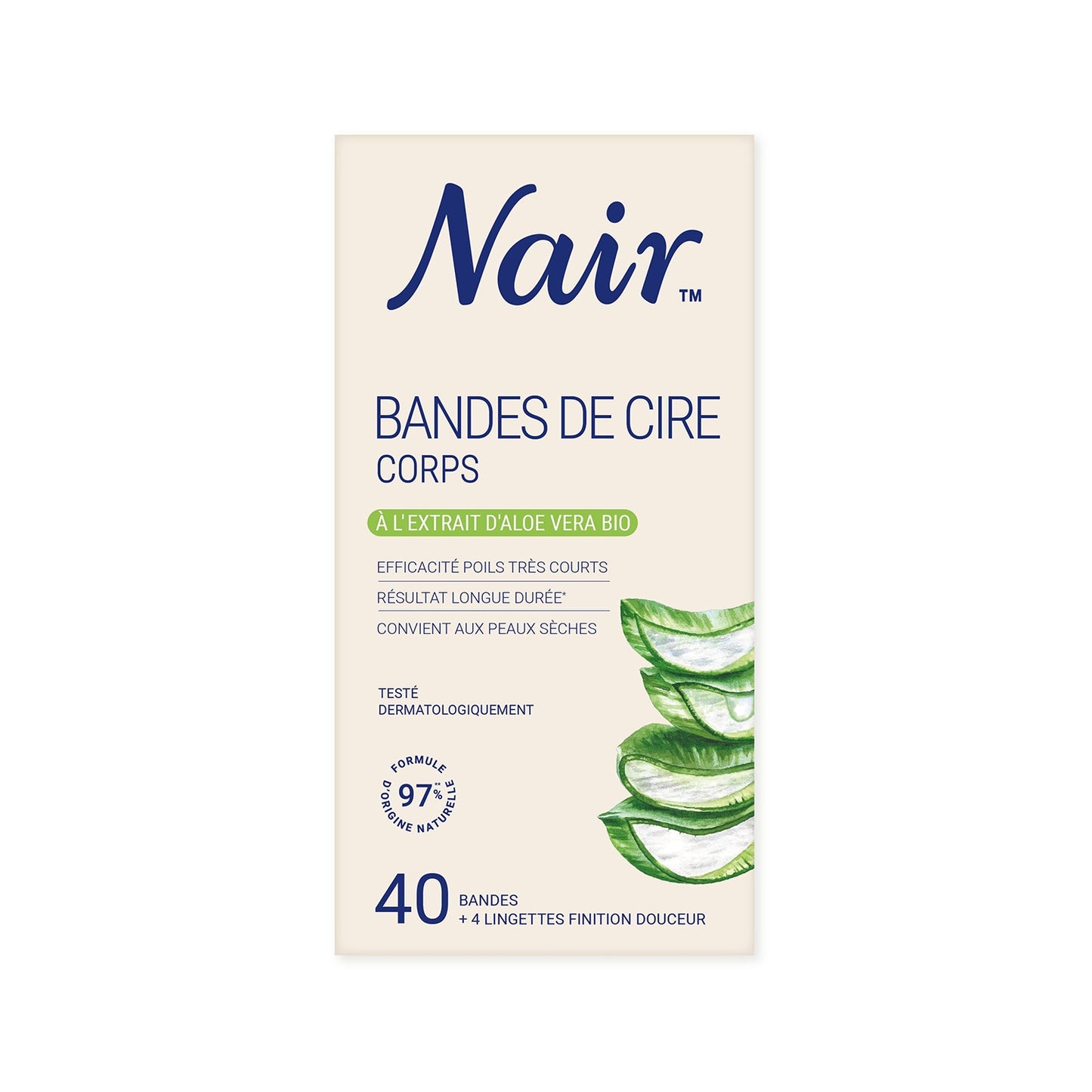 Bandes de Cire Froide Corps Peau Sèche Aloe Vera Bio Naturadvanced Technology NAIR