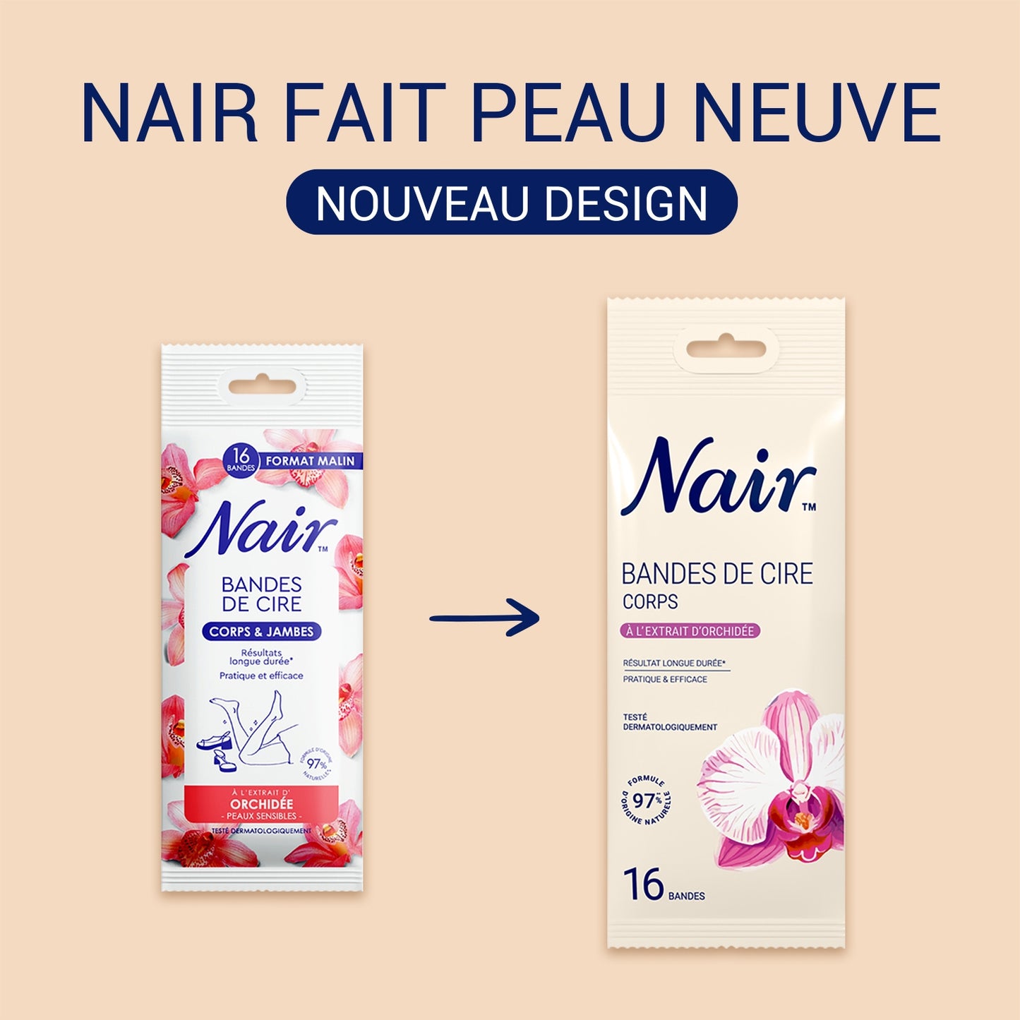 NAIR Orchid Extract Body and Leg Wax Strips for Sensitive Skin