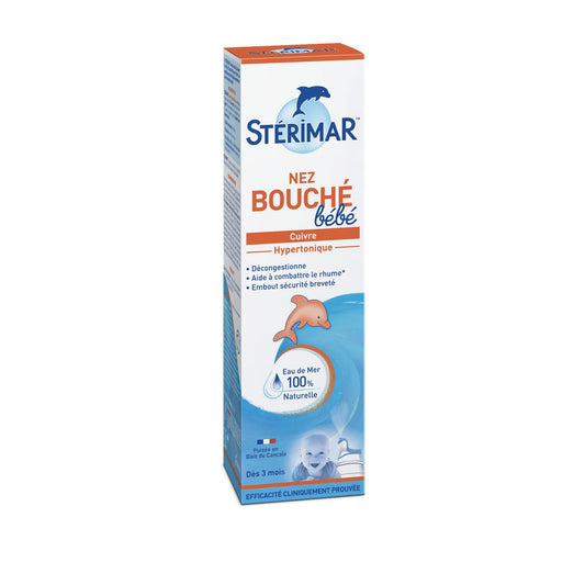 Spray Nasal Décongestion Nez Bouché Bébé à l'Eau de Mer 100% Naturelle Microdiffusion STERIMAR