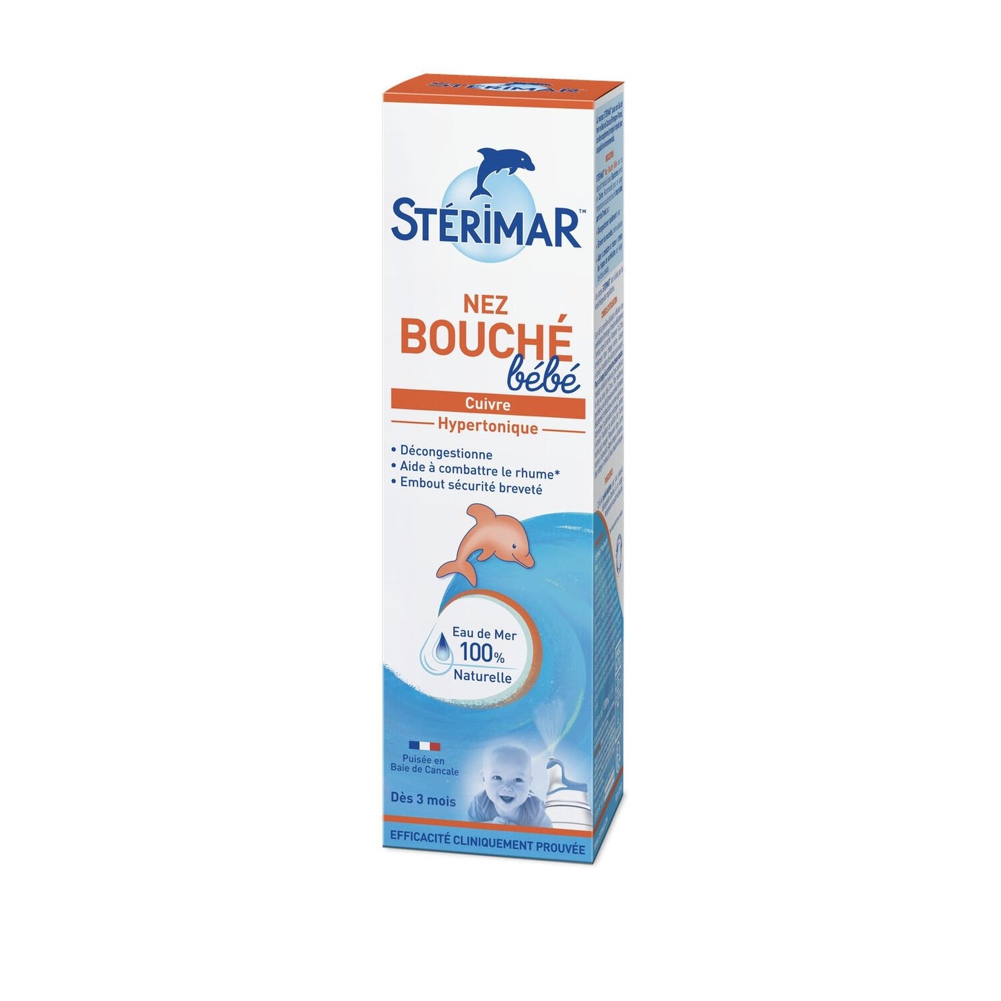 Spray Nasal Décongestion Nez Bouché Bébé à l'Eau de Mer 100% Naturelle Microdiffusion STERIMAR