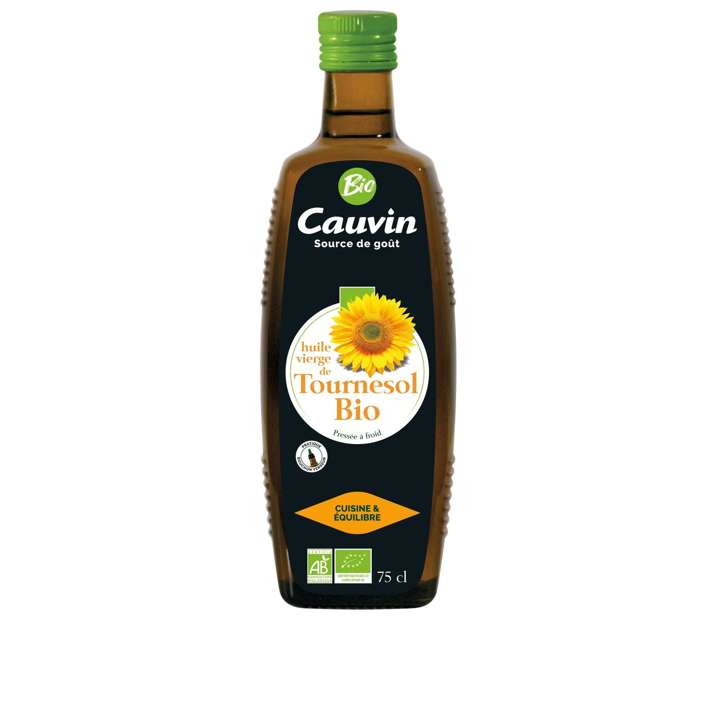 Huile de Tournesol Bio CAUVIN la bouteille de 75cL