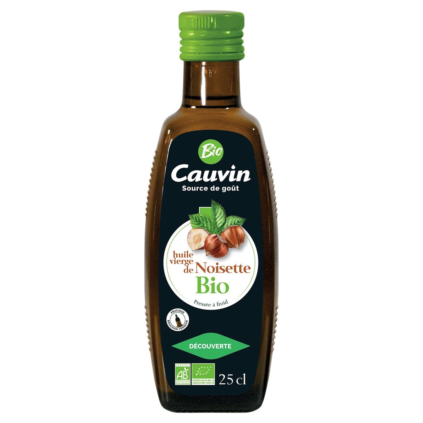 Huile de Noisette Vierge Bio CAUVIN la bouteille de 25 cL