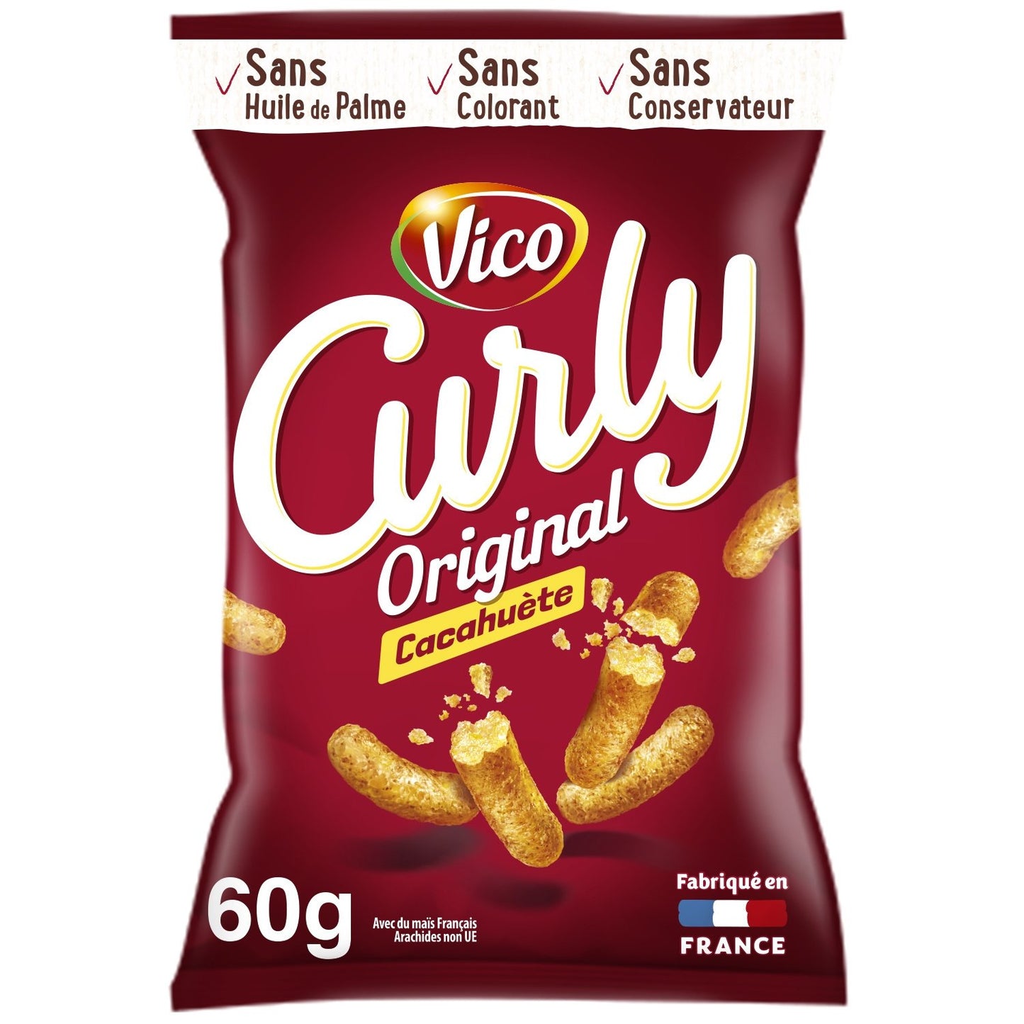 Soufflés l'Original Cacahuète Format Payse CURLY le sachet de 60g
