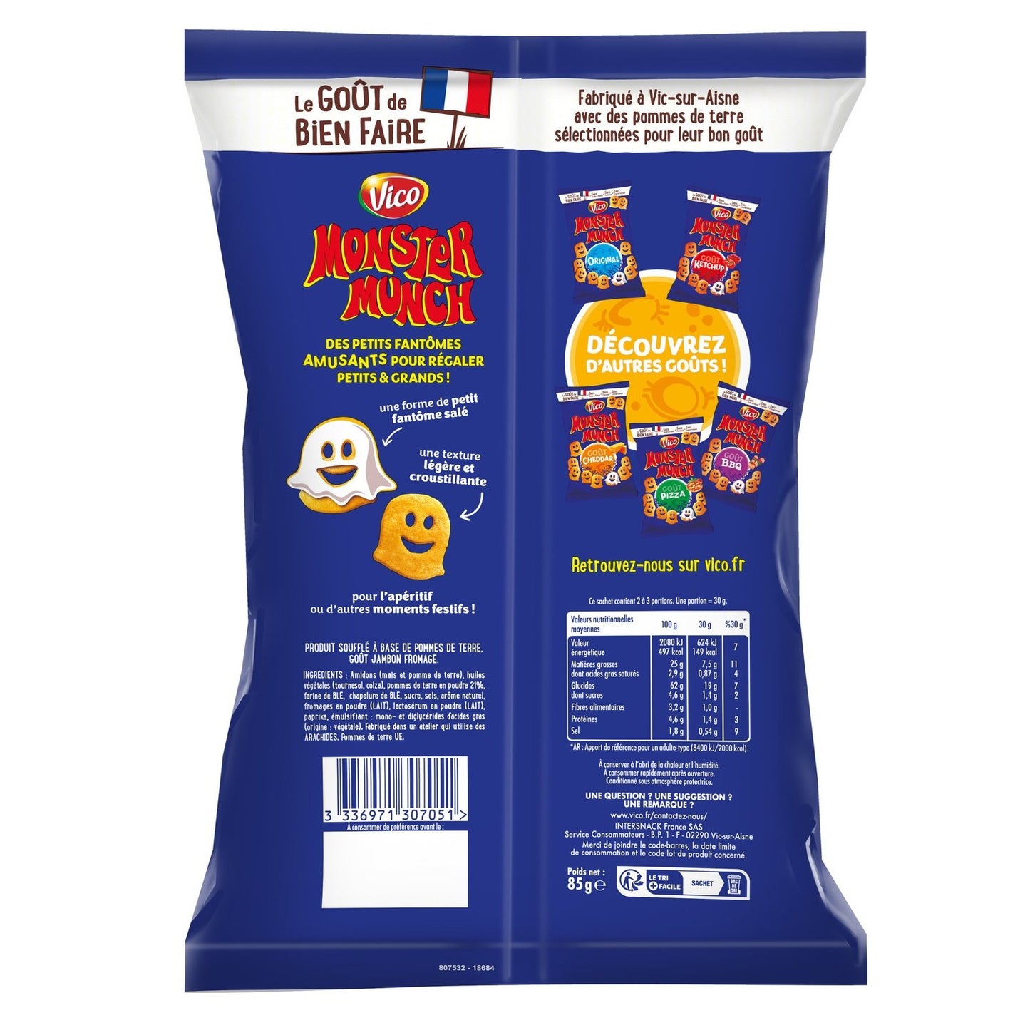 Biscuits Apéritifs Goût Jambon / Fromage MONSTER MUNCH