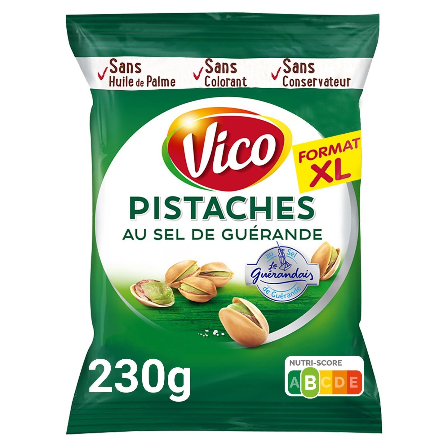 Pistaches au Sel de Guérande Grillées à Sec VICO le paquet de 230g