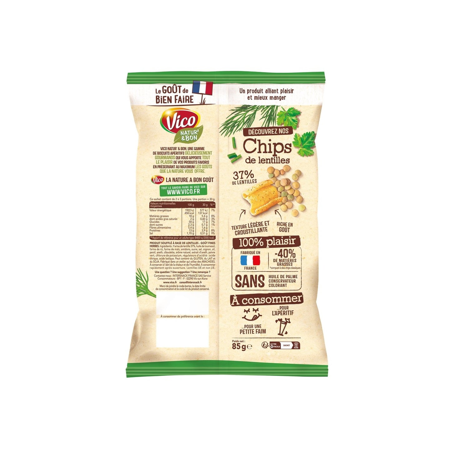 Chips de Lentilles Saveur Fines Herbes Natur' & BON VICO