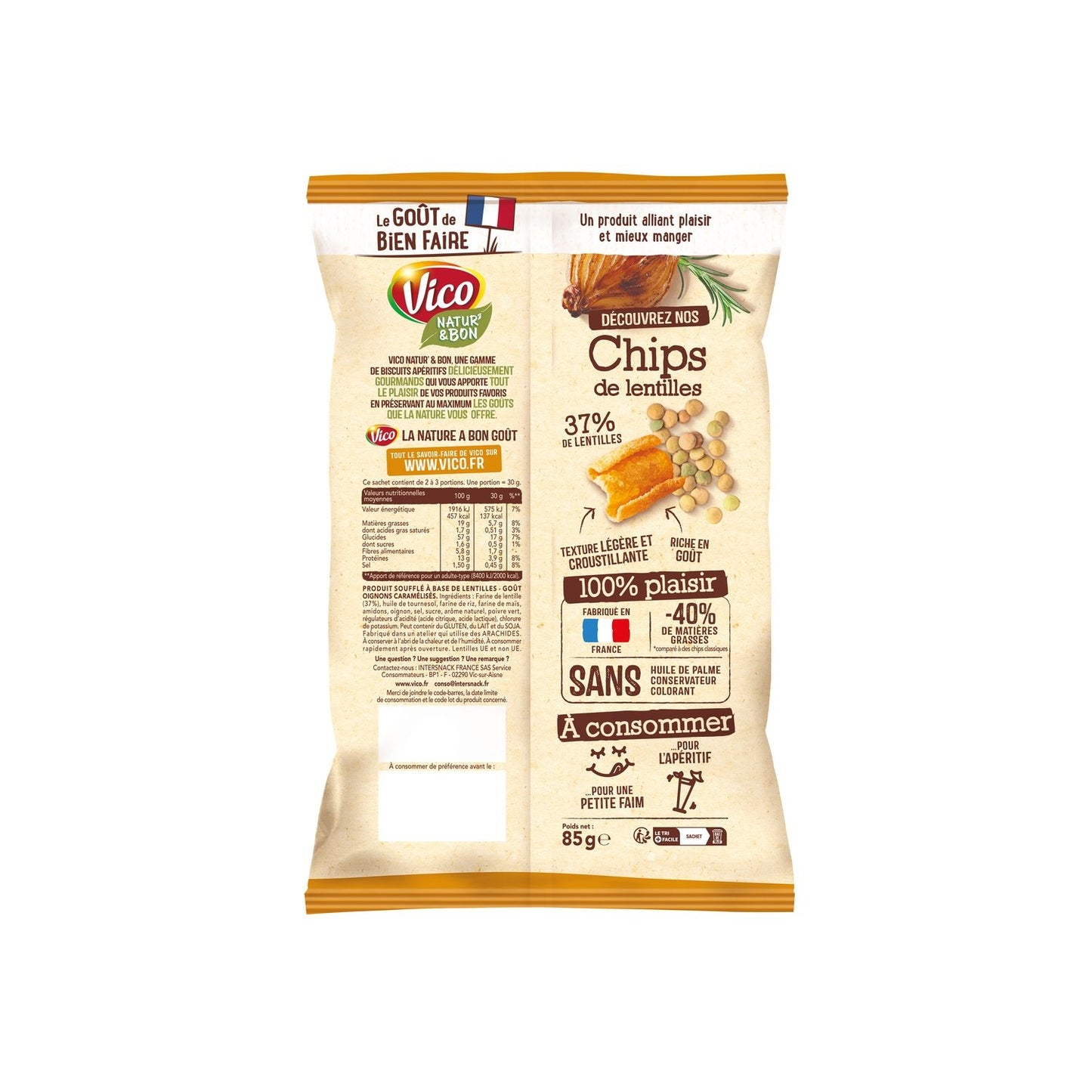 Chips de Lentilles Saveur Oignons Caramélisés Natur' & BON VICO