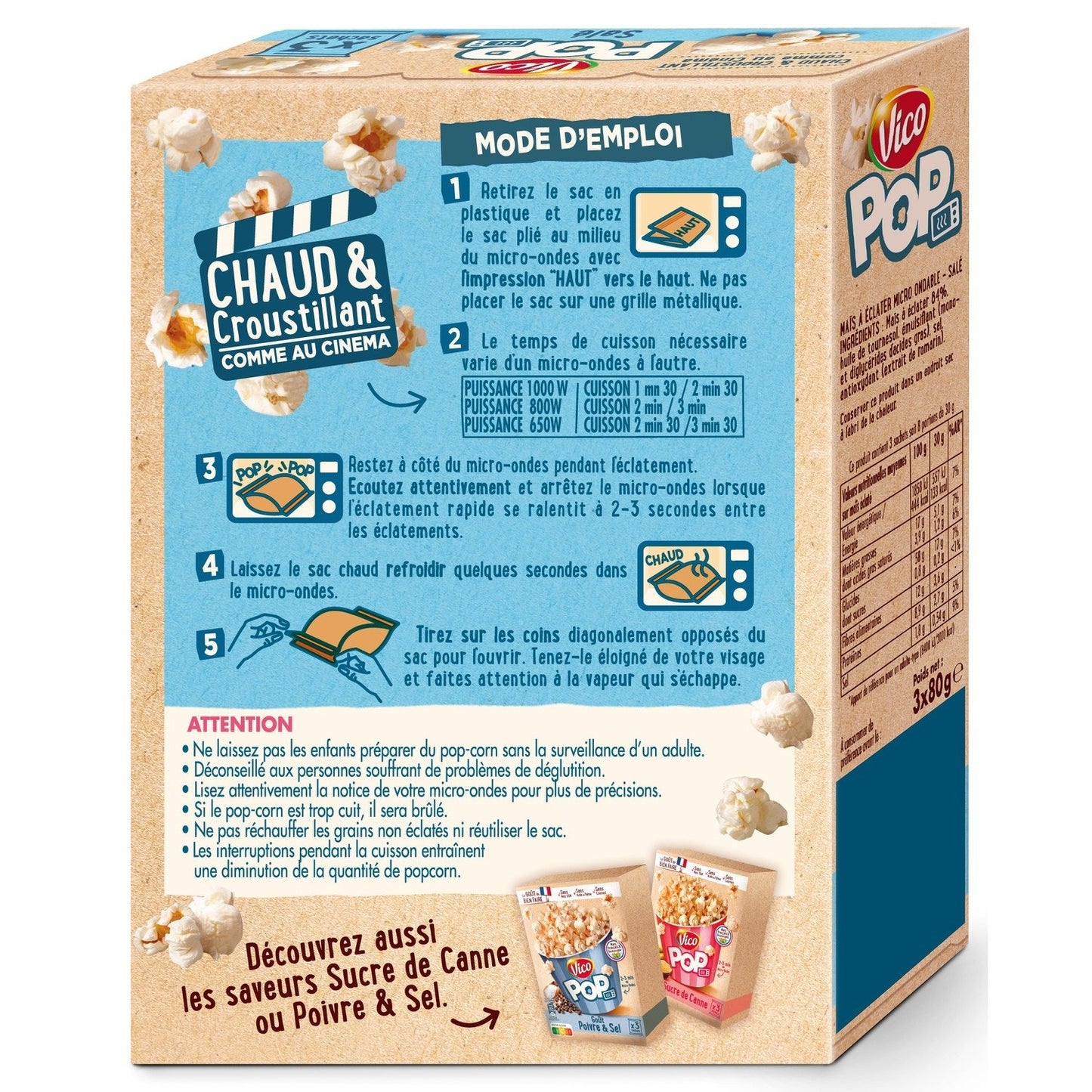 Pop Corn Micro-Ondes Salé VICO POP